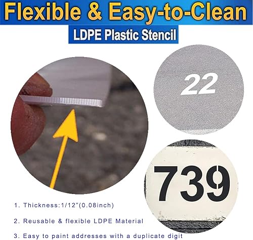 Miniatura 4 de Deezio Plantillas de pavimento con números de 6 pulgadas, plantillas entrelazadas, plantillas de bordillo y medianas, plantillas comerciales,