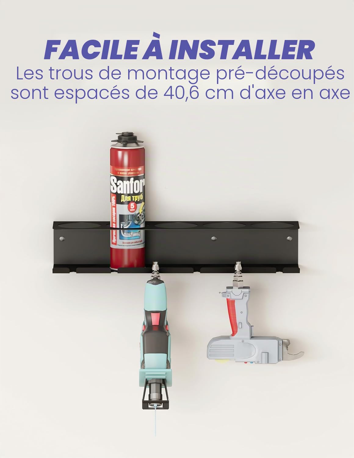 Support de canette, support de bombe aérosol, accessoire pour garage atelier, espace pour 5 pulvérisateurs et 6 compressed Air 2 pièce