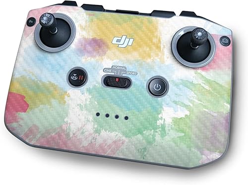 MightySkins - Piel de fibra de carbono compatible con el controlador DJI RC-N1, color blanco acuarela, acabado de fibra de carbono texturizado