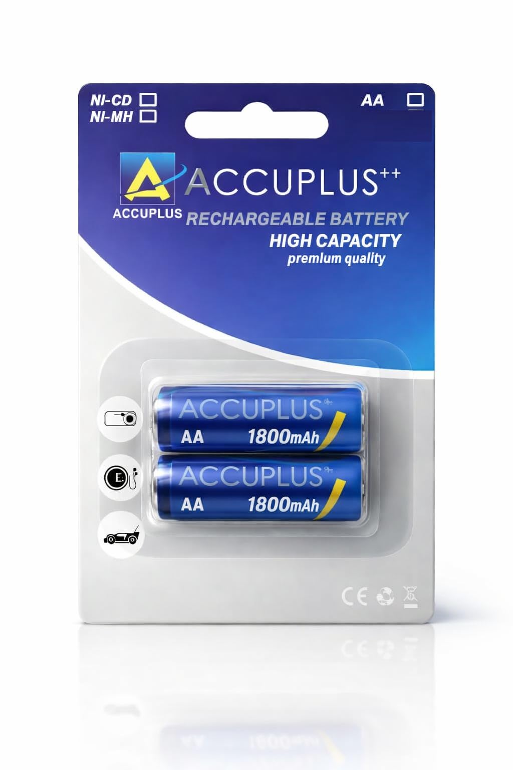 AA Rechargeable Battery 1800mAh 1.2V | Pack of 2 | Low Self Discharge | Used with Digital Camera, Game Controller, LED Torch, Toys, Shaver and More (Ni‐Mh)-image-0