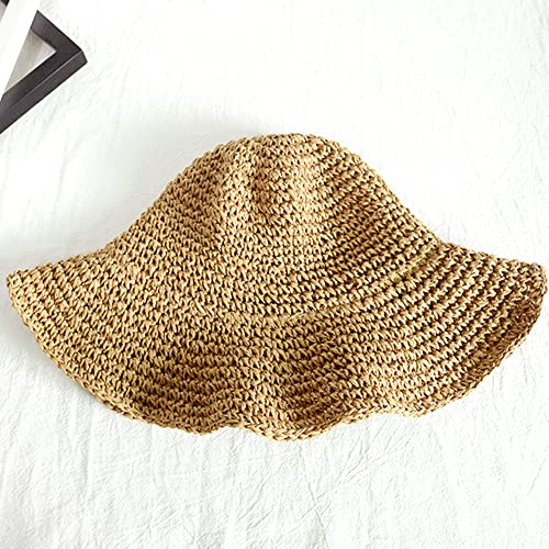 Crochet Straw Sun Hat For Women Floppy Beach Sun Hat Soft Large Lady Bucket Hat Foldable Travel Summer Medium Khaki #TOP7