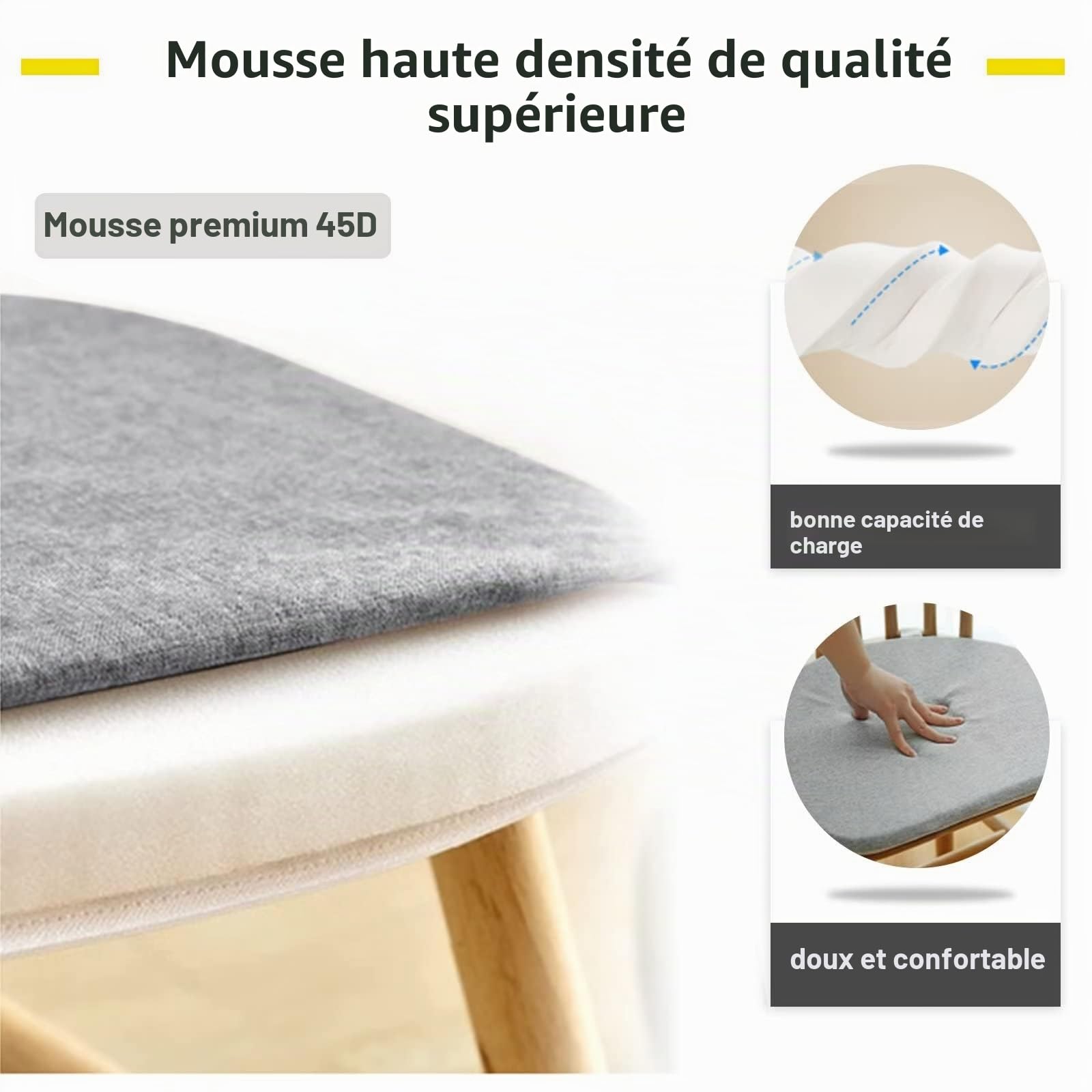 Lot de 4 Coussins de Chaise 40 x 38 x 3 CM,avec Sangles,Coussin de siège détachable antidérapant，Idéal pour la décoration de la Cuisine et du Salon,Vert Onyx