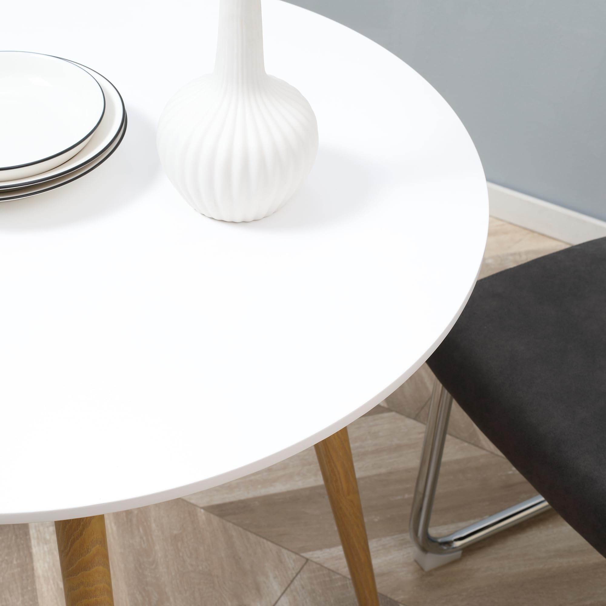 HOMCOM Mesa de Comedor Redonda para 2 Personas Carga 80 kg Ø72x75cm Blanco