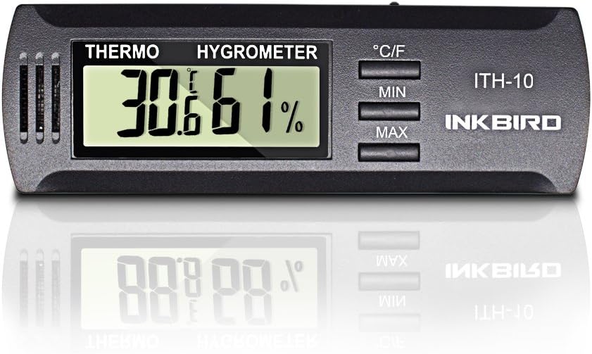 Digital Thermometer Hygrometer ITH-10, Accurate Temperature & Humidity Monitor for Home, Versatile Indoor Temp Meter Humid Gauge, Compact Design, °C/°F Switch, Max/Min Record, Reliable Reading
