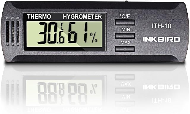 Inkbird ITH-10 Input Digital Thermometer and Hygrometer Temperature Humidity Monitor Humidor Guitar Ukulele Mason Jar