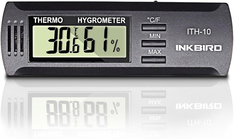 Inkbird ITH-10 Digital Thermometer and Hygrometer Temperature Humidity Monitor for Aging Box Guitar Ukulele