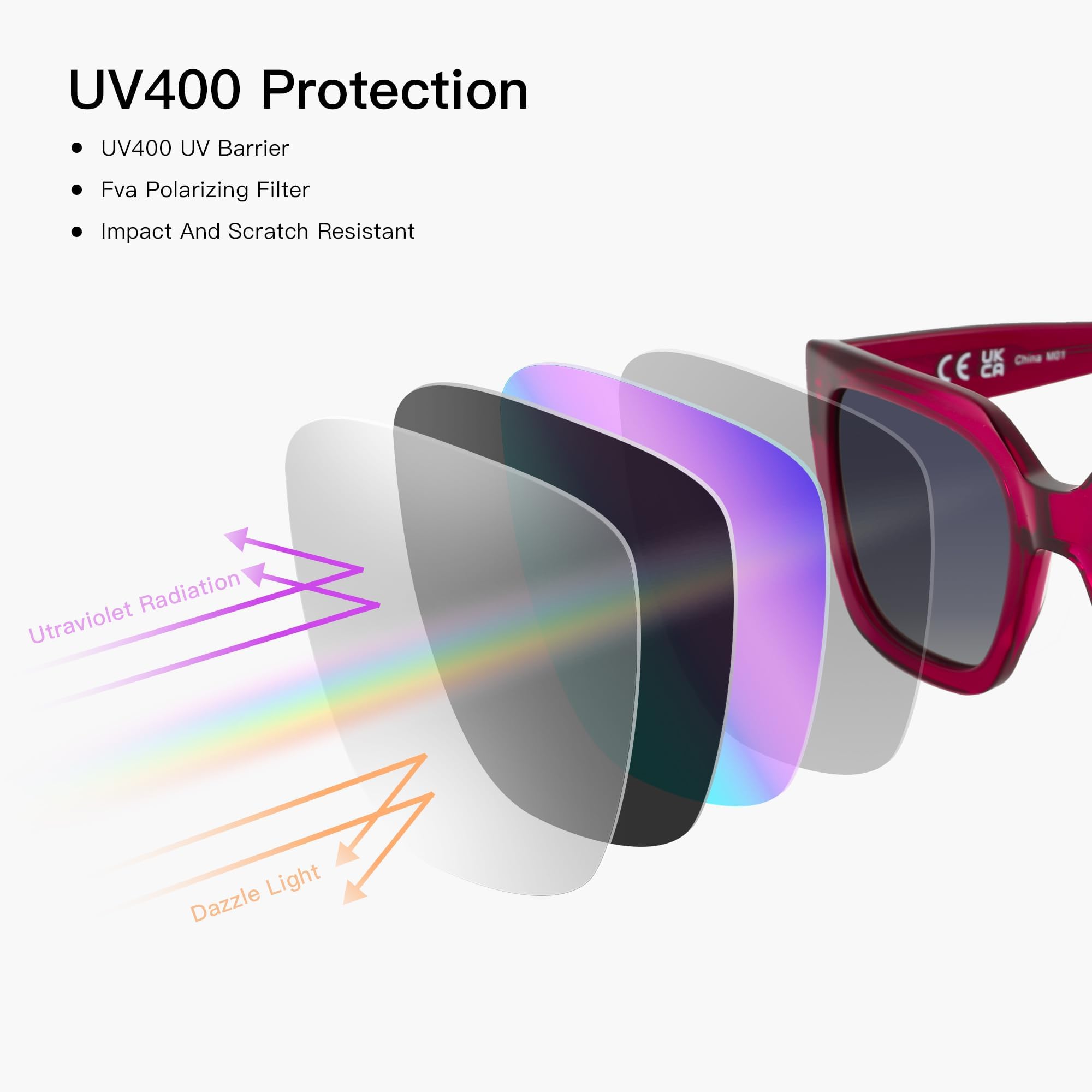 Occhiali da sole UV400 da donna con lenti polarizzate retrò