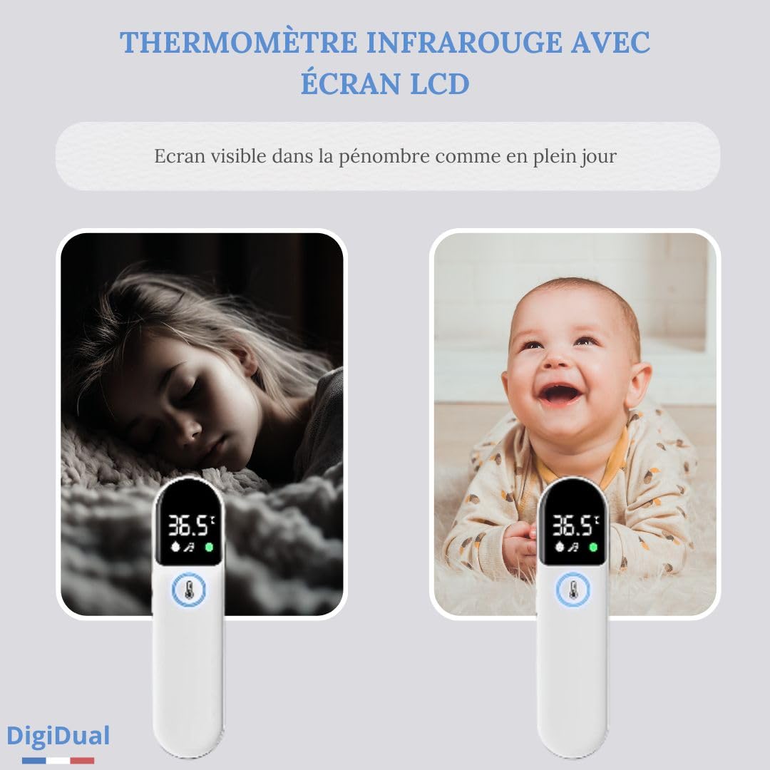 DigiDual Thermomètre Infrarouge Médical Auriculaire et Sans Contact – Certifié CE IEC 60601‑1, Précis & Rapide, Pour Toute la Famille, Notice FR incluse