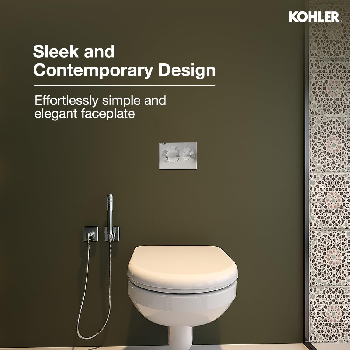 KOHLER LYNK Pneumatic Dual-flush Faceplate in Polished Chrome color compatible with Kohler Pneumatic in-wall tank or cistern tank — Amazon image 3