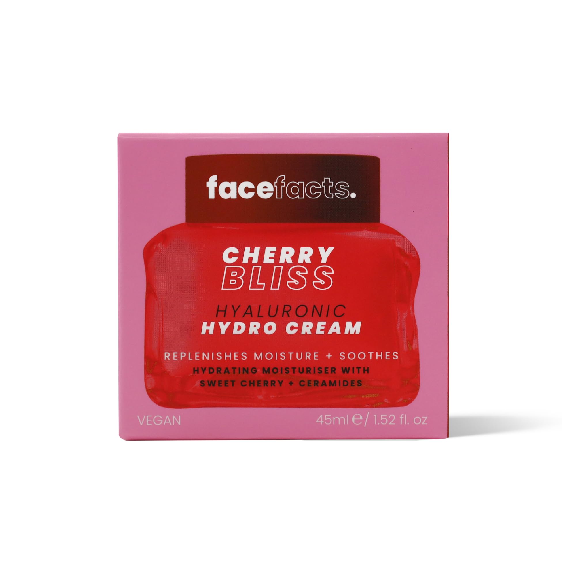 Face Facts Cherry Bliss Hyaluronic Hydro Cream with 5 ceramides, calming aloe water and moisture locking hyaluronic acid. 45ml - Image 2