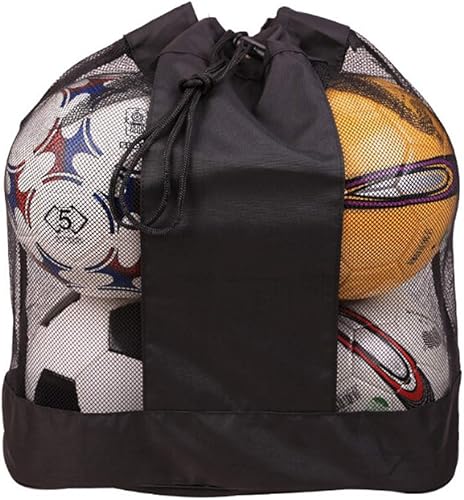 PURFUN Bolsas de malla de almacenamiento de bolas deportivas de gran capacidad, bolsas de entrenamiento con cordón portátil, resistente, baloncesto,