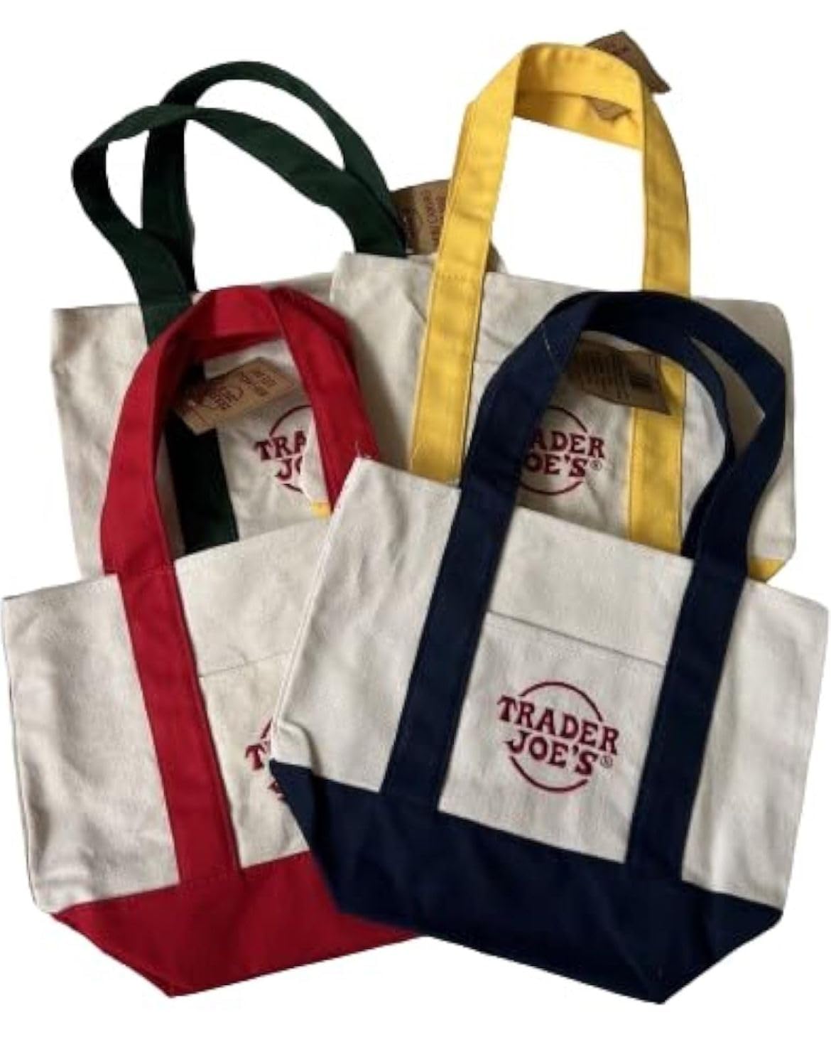 Set of Four Trader Joe's Mini Canvas Totes Bags Rare 2024 version