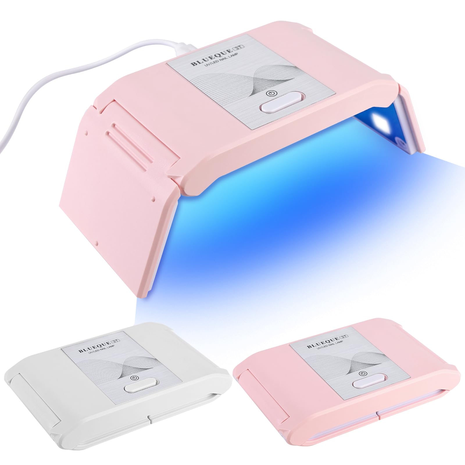 Vegena Pack of 2 UV Lamp for Gel Nails, Mini, 36 W Portable UV Lamp Nails, Foldable UV Nail Lamp for Nails, UV Lamp, Nails, Nail Dryer for Gel Nails, Quick Drying Nail Lamp (White)