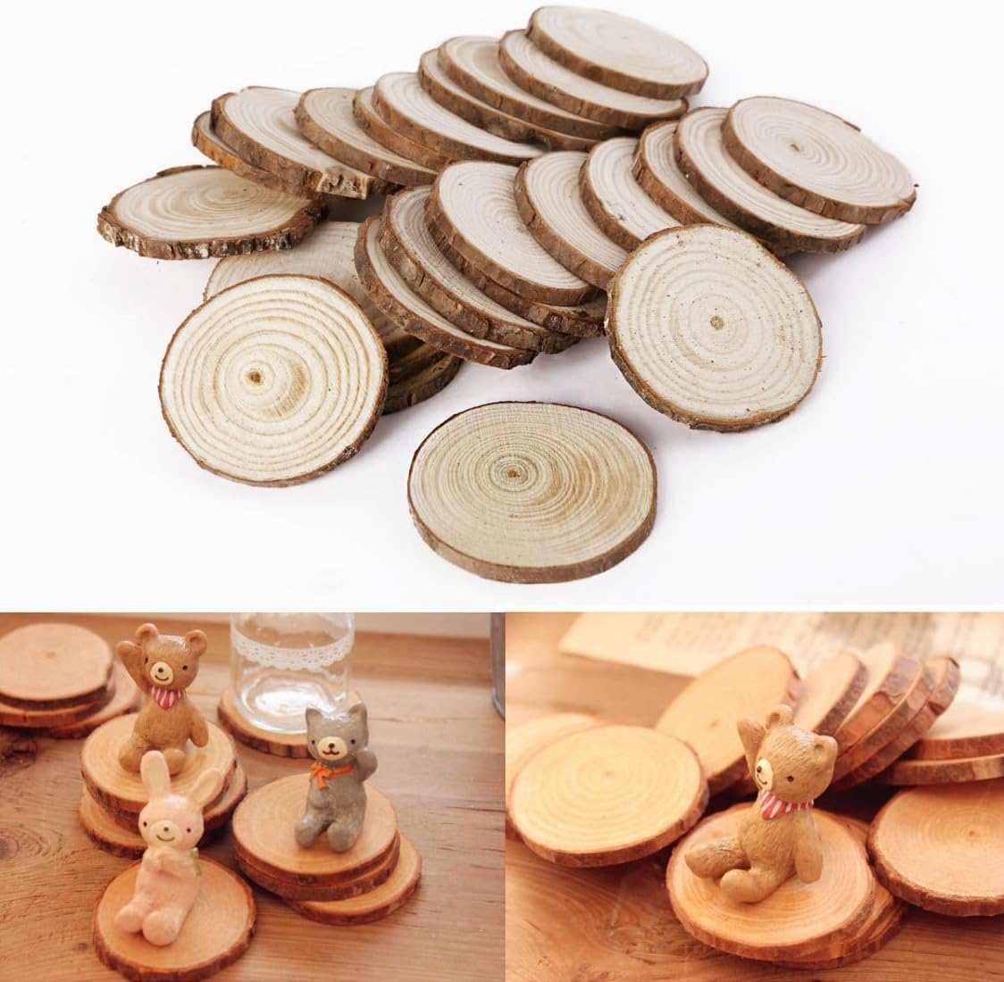 Amazon｜Farigrut パーツ 木製 天然木 切り株 コースター シンプル