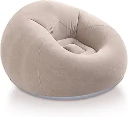 Sofá Poltrona Puff Inflável Deluxe Aveludada, Impermeável, Suporta Até 100kg, com Bomba Inclusa, Conforto e Portátil, Ideal para Sala e Quartopufe, pufe, puff gigante (Bege)