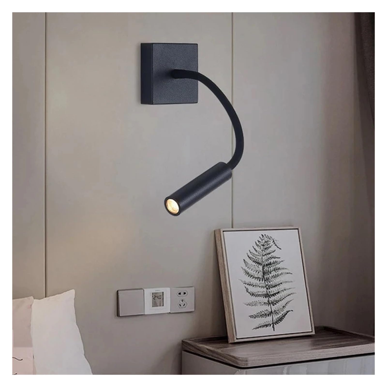 3W LED Elastyczna lampa ścienna do czytania z przełącznikiem Regulowana gęsia szyja Montaż na ścianie Gabinet Sypialnia Lampki nocne Pełne pokrycie(BLACK 3W_WITHOUT SWITCH)
