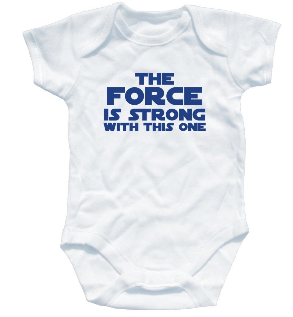 Naughtees The Force is strong with this one babygrow onesie white 0-3 months