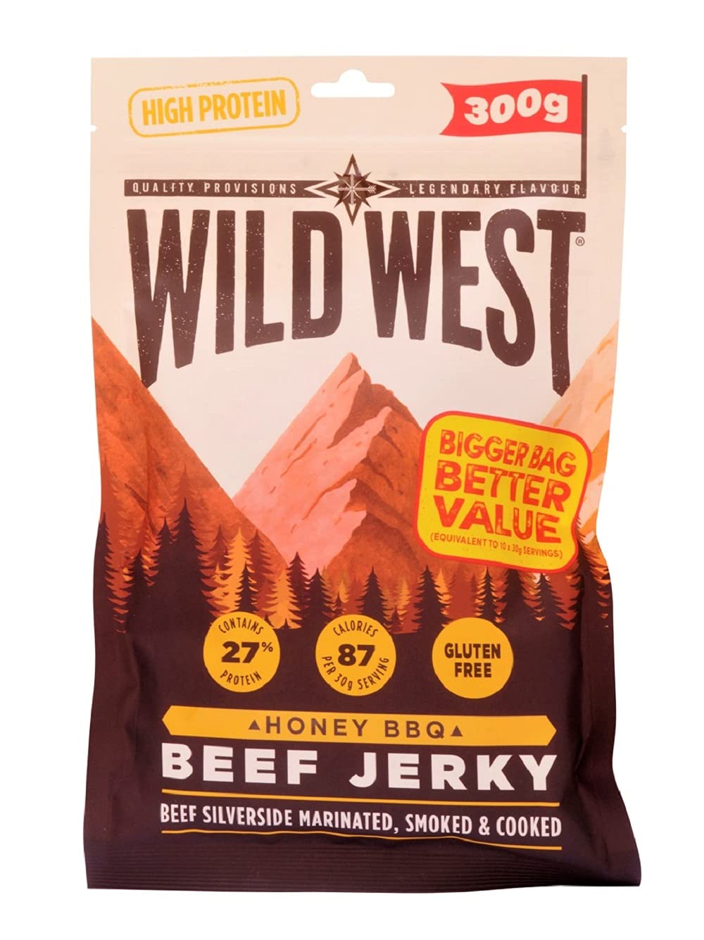 Wild West Beef Jerky, 300g Honey BBQ Rindfleisch, Beef Jerky high