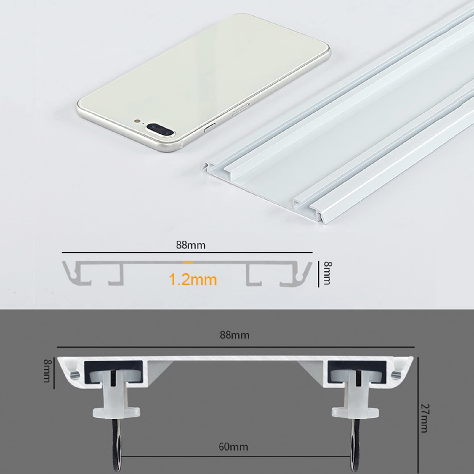 Ultra cienka 8 mm aluminiowa podwójna szyna rious połączone Rafor ains rozdzielacz pokoju salon łóżko piętrowe prysznic czarny 150 cm