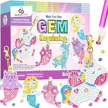 Arts and Crafts for Kids Ages 8-12 - Make Your Own GEM Keychains - 5D Diamond Art Painting by Numbers Kits Girls Kids Ages 3-5 4-6 6-8 Toys Birthday Easter Basket Stuffers Christmas Stocking Gifts