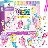 Picture of Arts and Crafts for Kids Ages 8-12 - Make Your Own GEM Keychains - 5D Diamond Art Painting by Numbers Kits Girls Kids Ages 3-5 4-6 6-8 Toys Birthday Easter Basket Stuffers Christmas Stocking Gifts