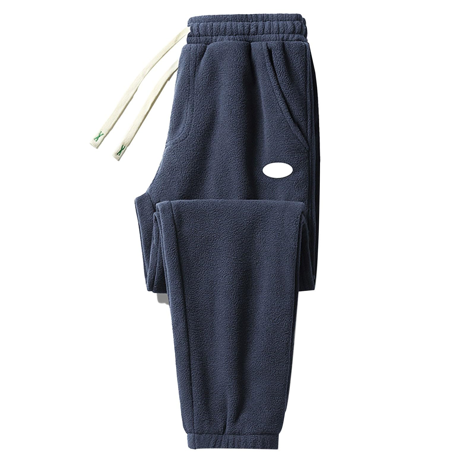 Generisch Pantaloni termici da uomo invernali, lunghi in pile, pantaloni da neve, tinta unita, per il tempo libero, con coulisse, pantaloni invernali con design termoretraibile (disponibile in taglie