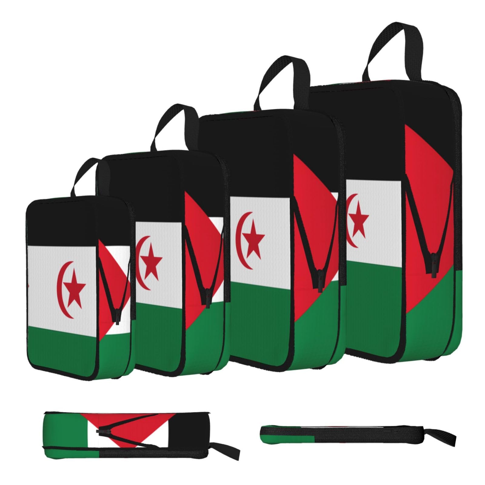 Sxzvvbn Black Flag Of Western Sahara Compression Packing Cubes 4 Piece Set