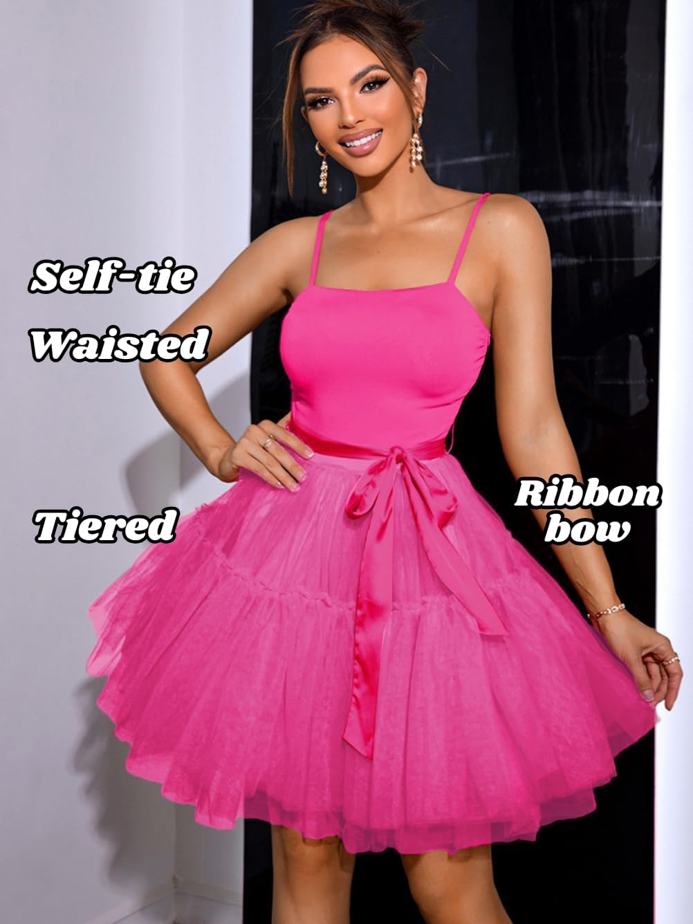 Kaei&Shi Poofy Short Tulle Dress,Spaghetti Strap Semi Formal Dresses for Women,Elegant Birthday Outfit Homecoming Cocktail - Image 4