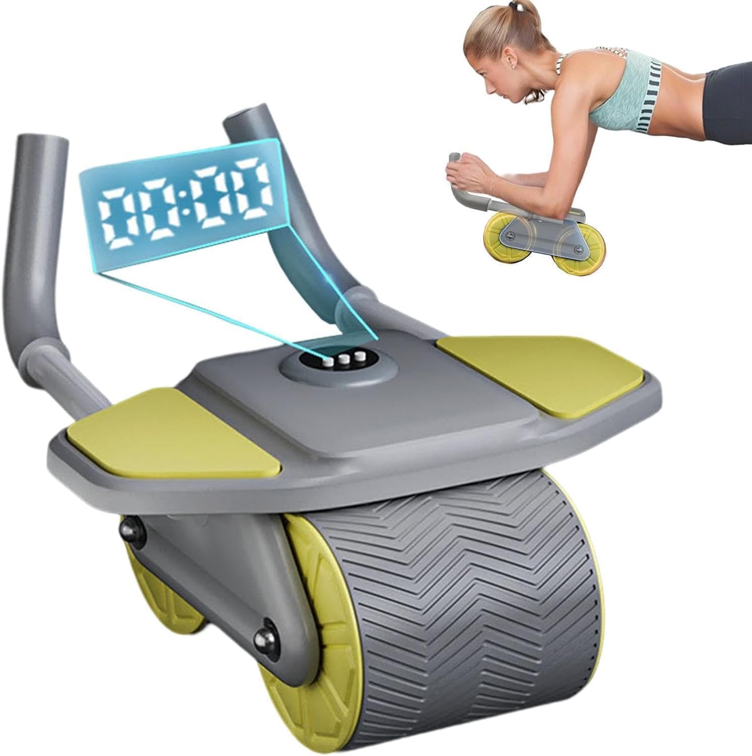 Convertible Ab Wheel Roller with Large Knee Mat for Core Abs Rollout Exercise. Double Wheel Set with Dual Fitness Strength Training Modes at Gym or Home, Yoga Wheel-image-47