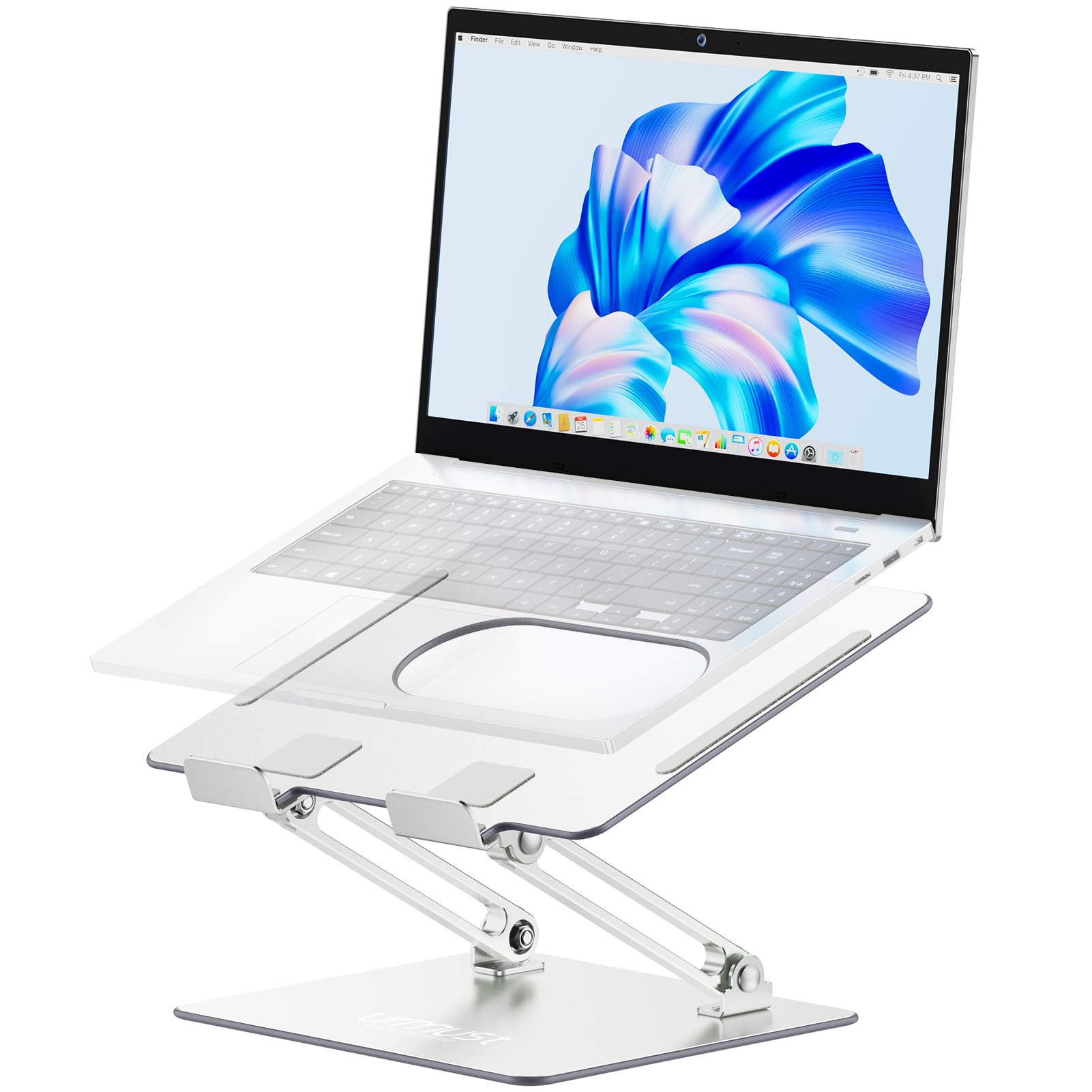 urmustLaptop Stand, Ergonomic Foldable Computer Stand with Adjustable Height, Adjustable Laptop Riser with Heat-Vent for Desk,Portable Desktop Notebook Holder Compatible with 10''-15.6'' Devices