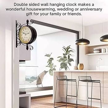 Amazon.co.jp: ヴィンテージ両面壁掛け時計 インダストリアル