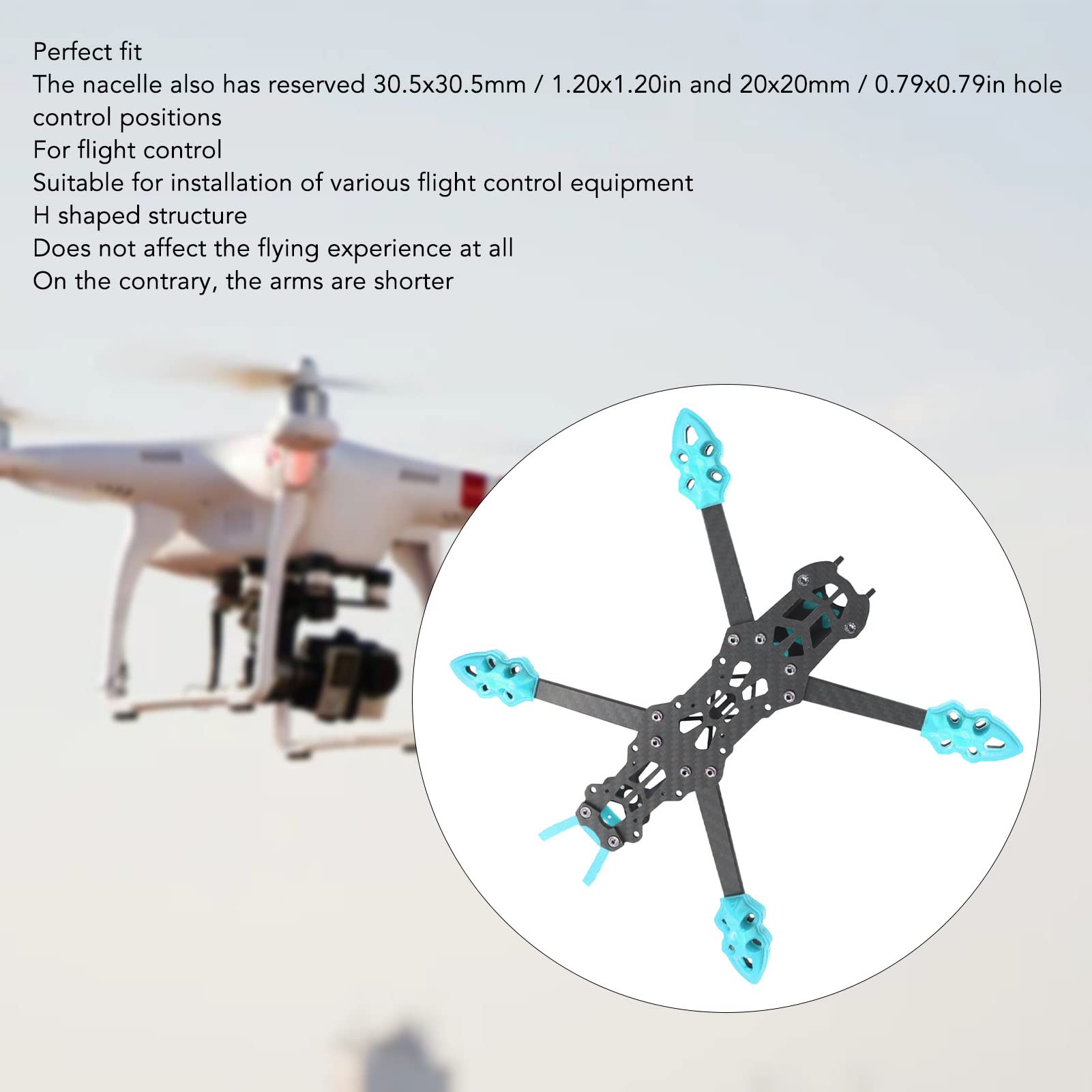 KENANLAN Quadcopter Rahmen Kit, FPV Racing Drohne Rahmen Professioneller 225mm Radstand Carbon Fiber Quadcopter Rahmen für RC Drone Zubehör (Blau)