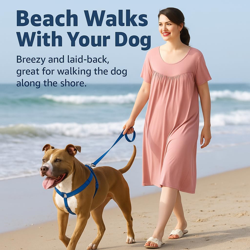 LovinPet Dresses For Women, Casual Plus Size Sleep Dresses for Women, Short Sleeve Nightgown,Soft Loungewear for Home,3XL-6XL - Image 7