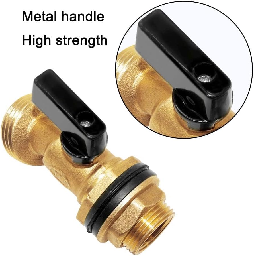 Joywayus Brass Water Container/Rain Barrel Spigot 3/4" GHT to 1/2" Male Threaded Quarter Turn Ball Valve with Bulkhead Fitting, Suitable for Garden Hose Thread Connection (Pack of 2)