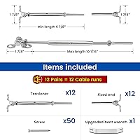 Vista 2 de Muzata Kit de accesorios de barandilla de cable de 1/8 pulgadas, tensor de palanca de swage para poste de madera T316 de acero inoxidable, sistema