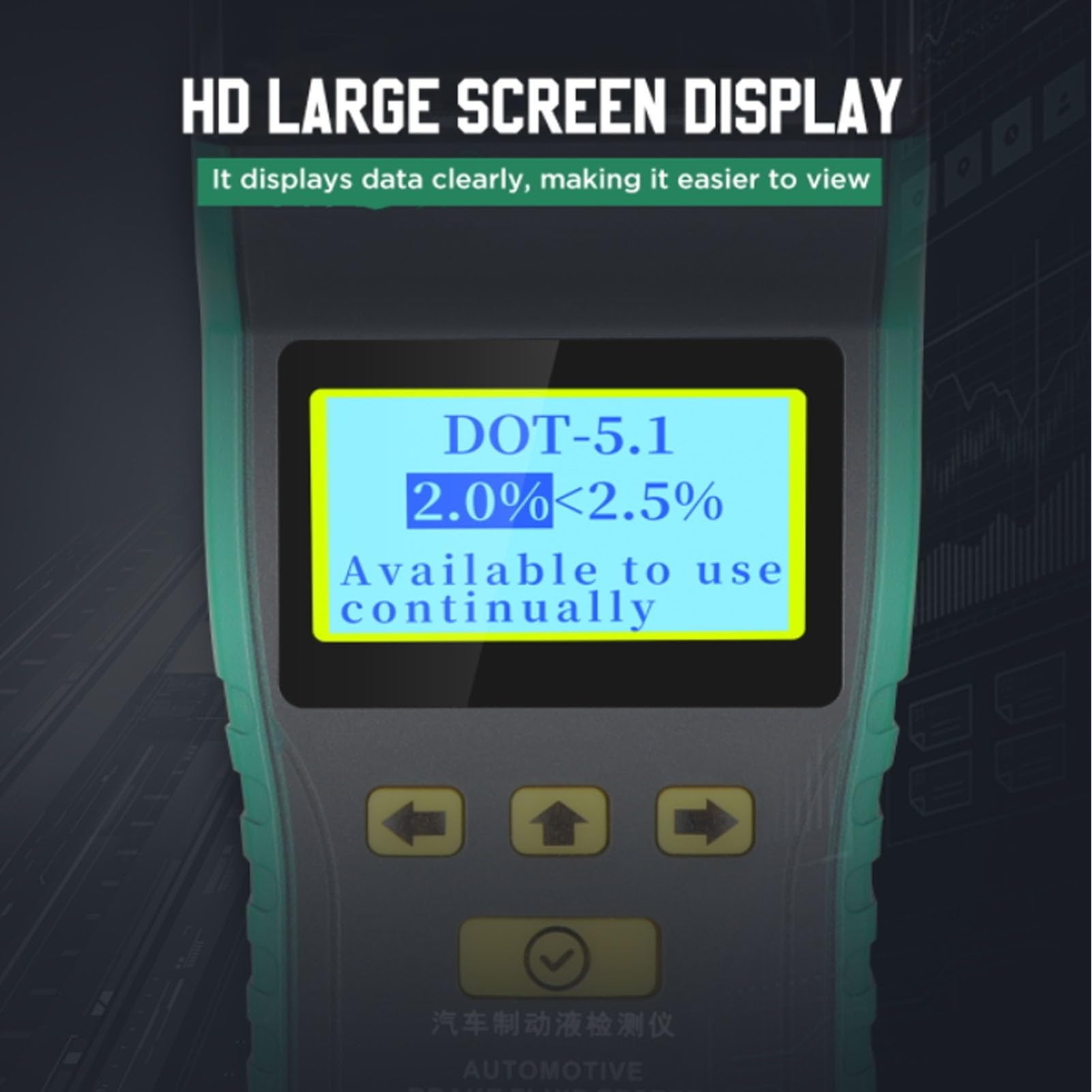 Tester liquido freni DY23D con stampante digitale | Stampante integrata, rapporto istantaneo, display digitale, compatibile con dot3-5.1, alloggiamento in ABS verde