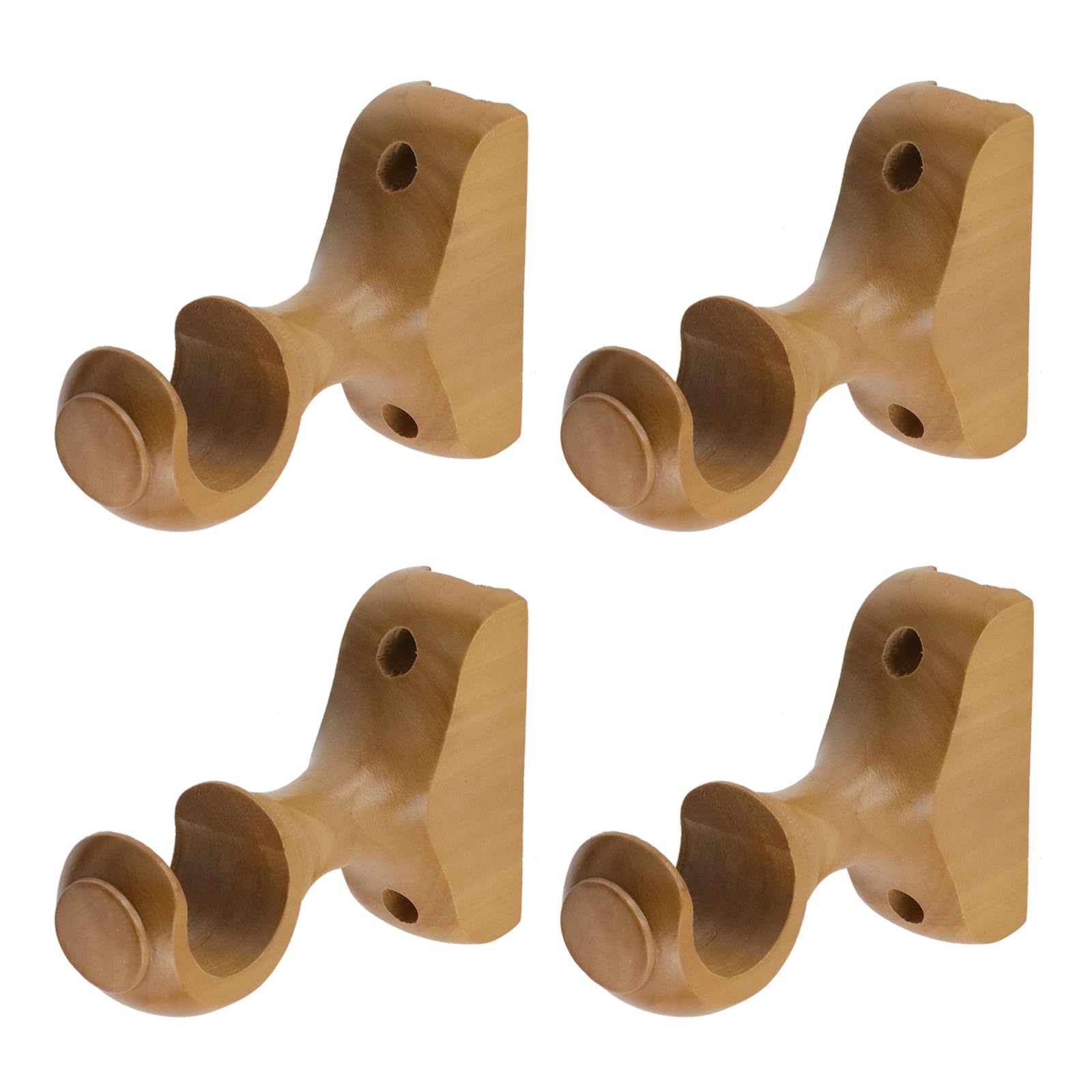 T Tulead Lot de 4 supports de tringle à rideaux en bois avec vis (couleur bois)