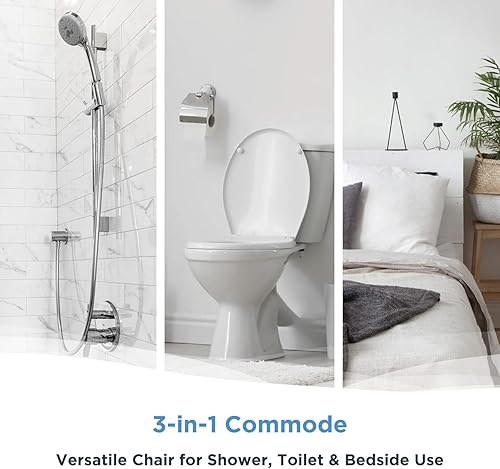 Miniatura 7 de Journey SoftSecure Silla cómoda 3 en 1 - Silla de baño 3 en 1 - Silla de tocador con brazos y cubeta - Asiento de inodoro elevado y silla de ducha -