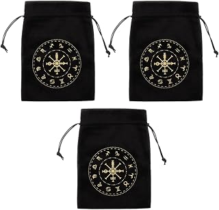 CTIRCHIU 3 Piezas Bolsa de Tarot con Cordón de Flannel Almacenamiento Multifuncional para Joyas Cristales y Objetos Pequeños Bolsa de Viaje Práctica y Portátil Color Negro