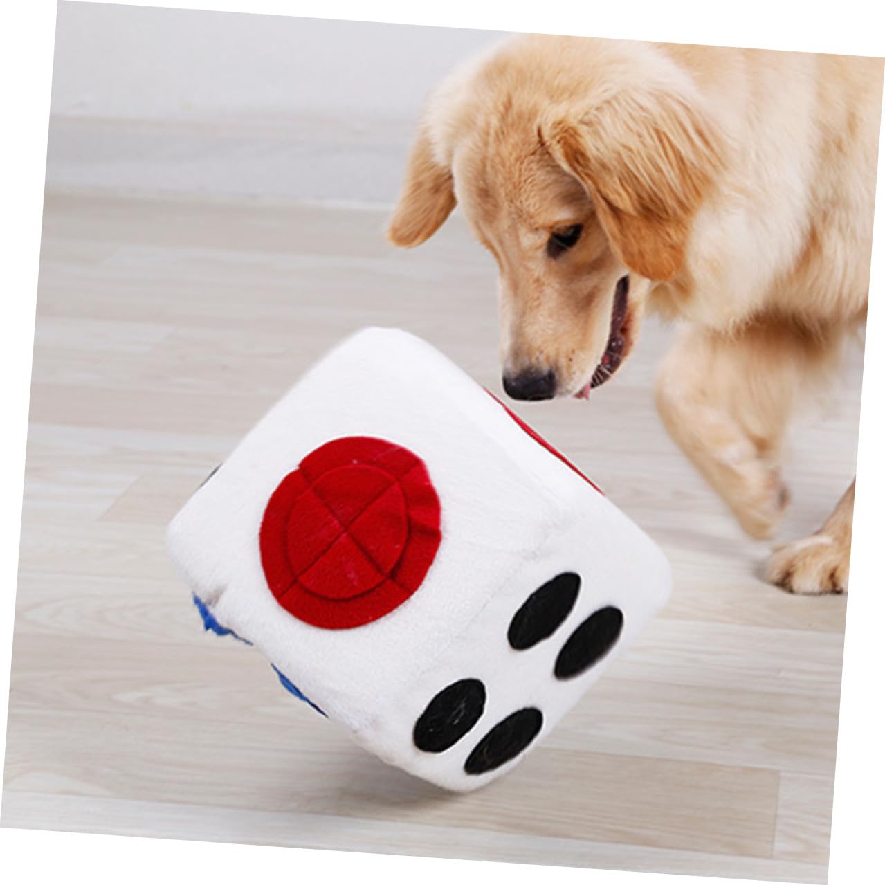 Giocattolo Facile da Pulire a Forma di Dado per Cani in Peluche Bianco e Gioco Interattivo Morbido e Creativo per L'addestramento in Casa