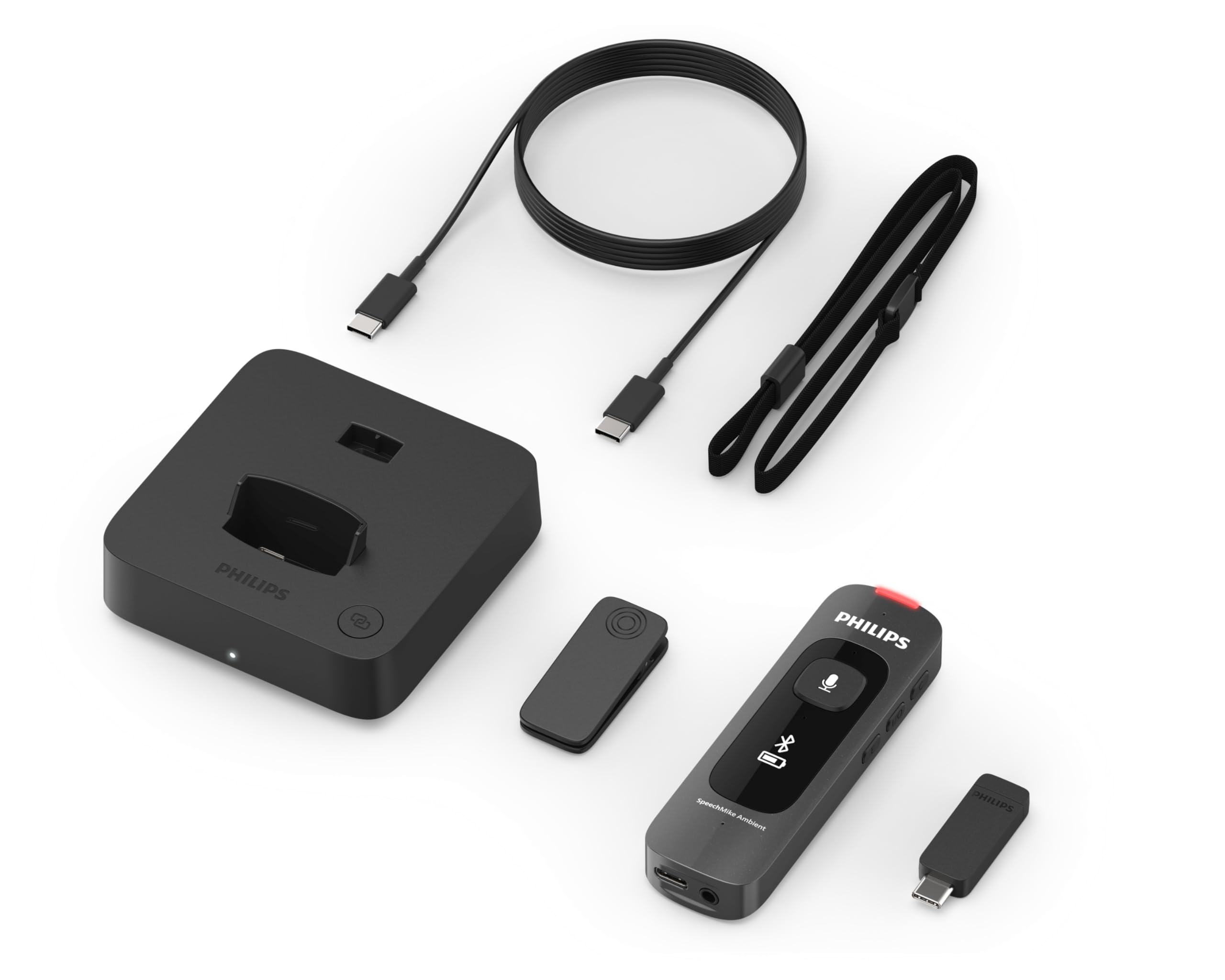 SpeechMike PSM5000 Ambient Wearable KI-Assistent Diktiermikrofon, optimiert für Spracherkennung und Umgebungsaufnahmen, inklusive Dockingstation und Drahtlosadapter