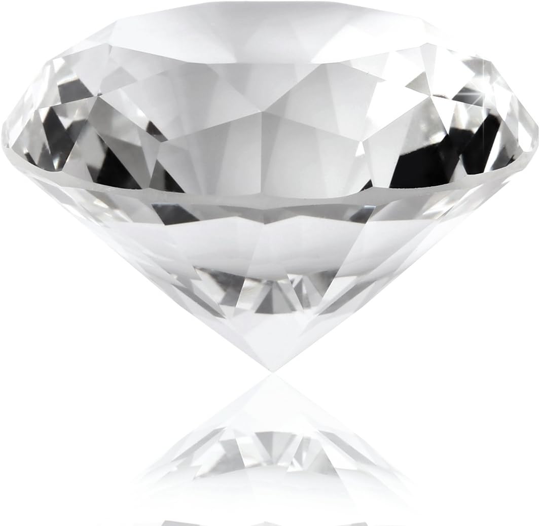 AKORD Big Crystal Clear Cut Glass Giant Diamond Wedding Gifts, Transparent, 60 mm, Large