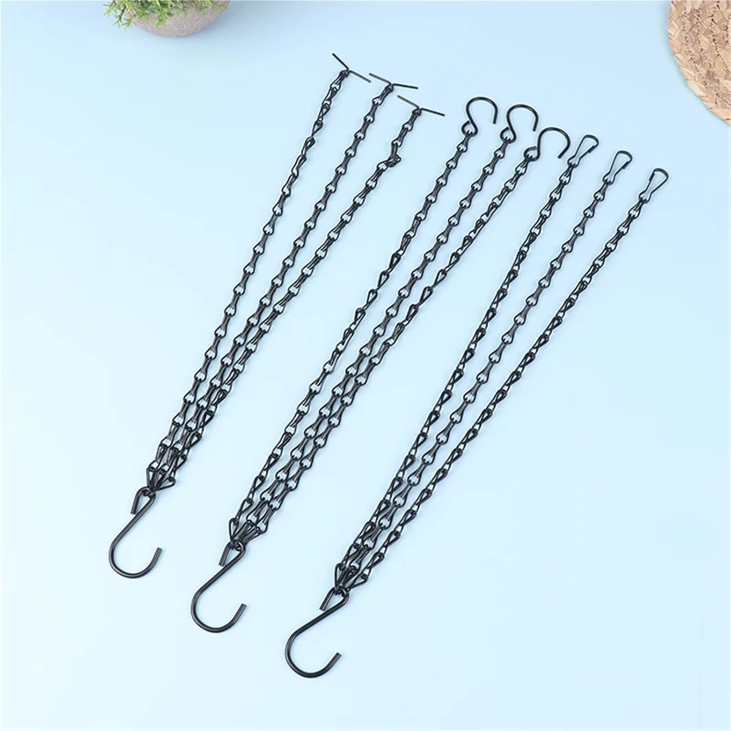 3 Pcs 40cm Rattan Hanging Pendant Chain Flowers Basket Flower Pot Hydroponic Plants Grow Tools Garden Decorations with Hooks for Planters(Color A)