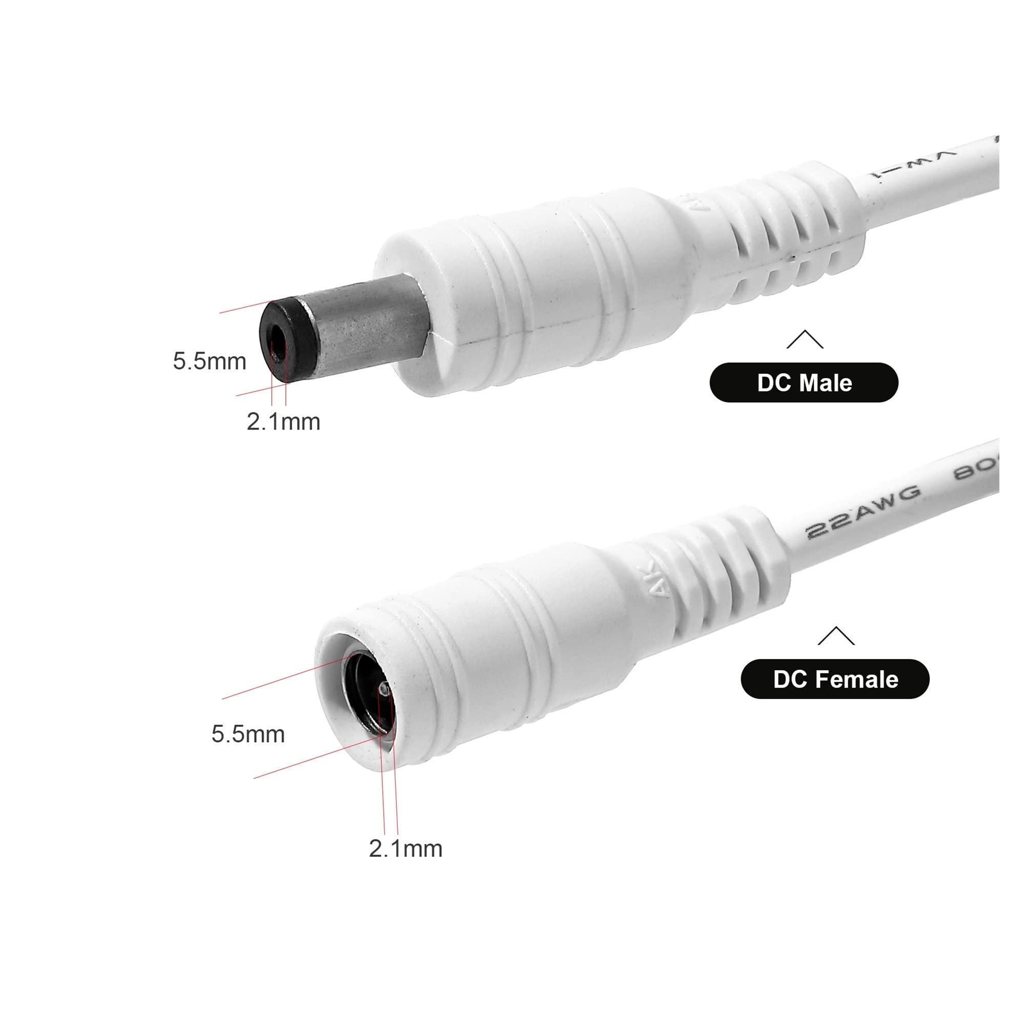 12V DC Rallonge 1M À 20M Câble Connecteur 5.5mmx2.1mm for CC-TV Caméra Cordon d'alimentation 12V Adaptateur LED Bande Lght(Black-10M)