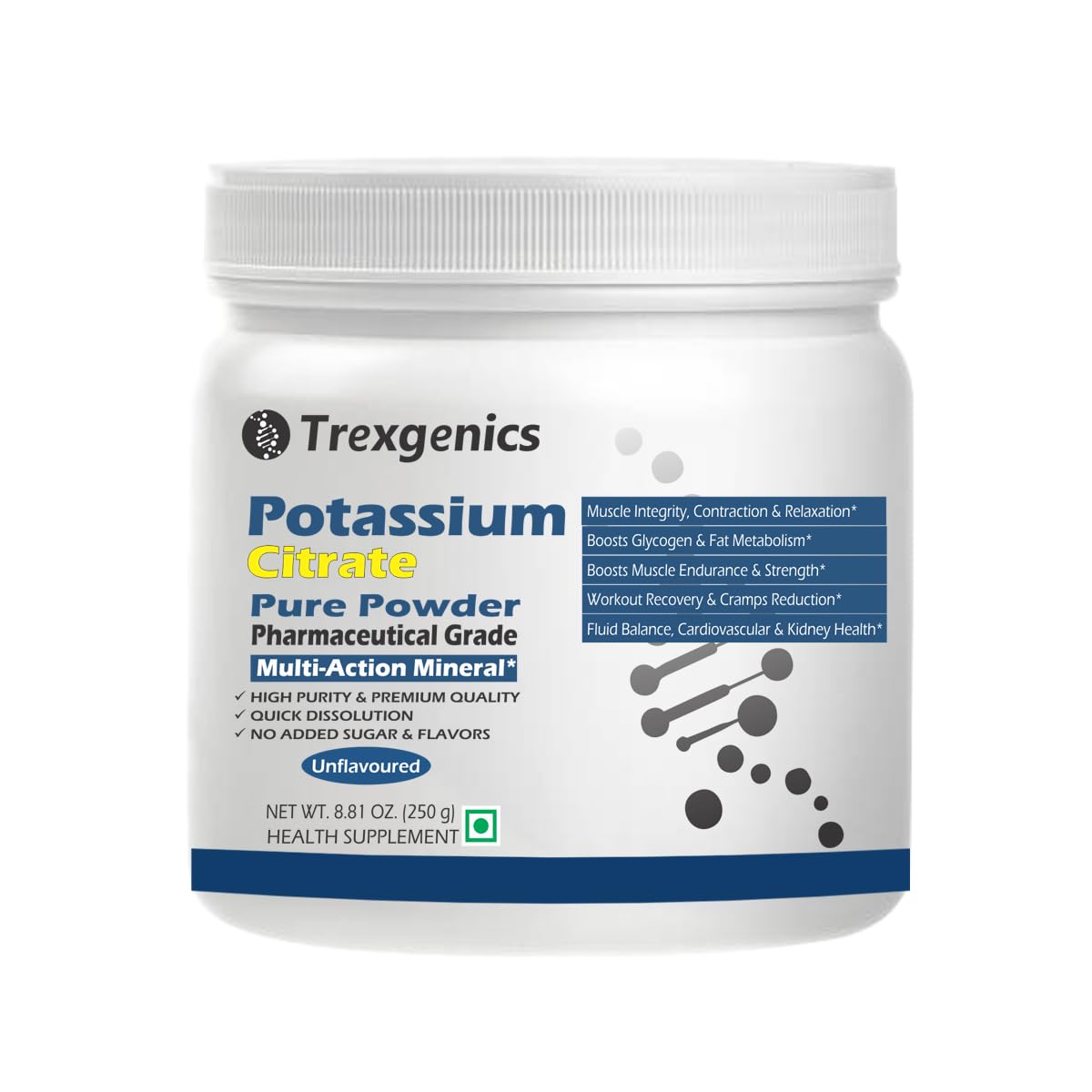 Trexgenics POTASSIUM CITRATE Pure Powder Pharmaceutical Grade Electrolyte Balance, Nerve & Muscle Health (250 gram / 8.81 OZ)-image-42