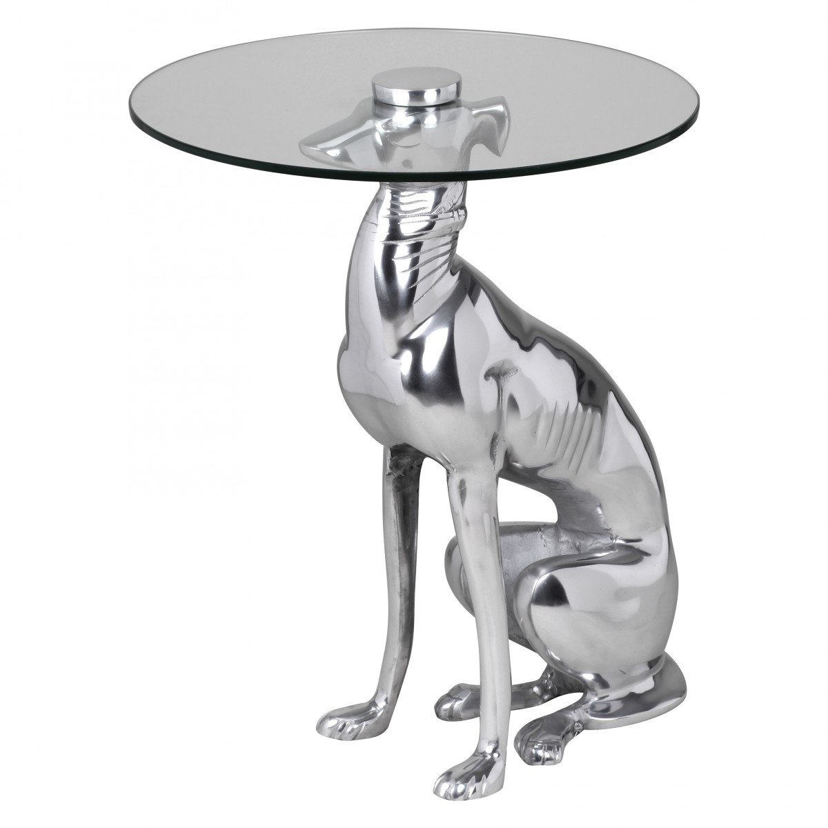 WOHNLING TableDesign Déco Argent Figure Dog Couleur Aluminium