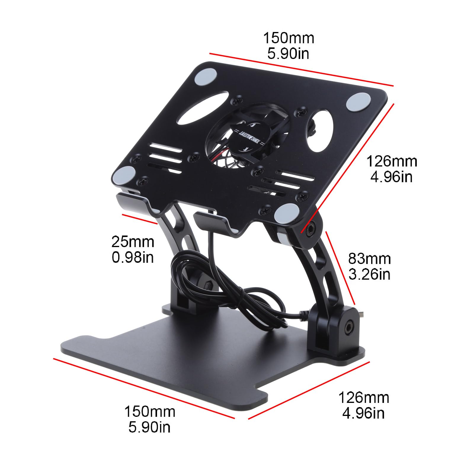 Supporto per Laptop Supporto Raffreddamento con Ventola Turbo Raffreddamento Silenzioso Porta USB per Notebook Pad 12-17 Pollici Argento/per Schermo Computer Argento