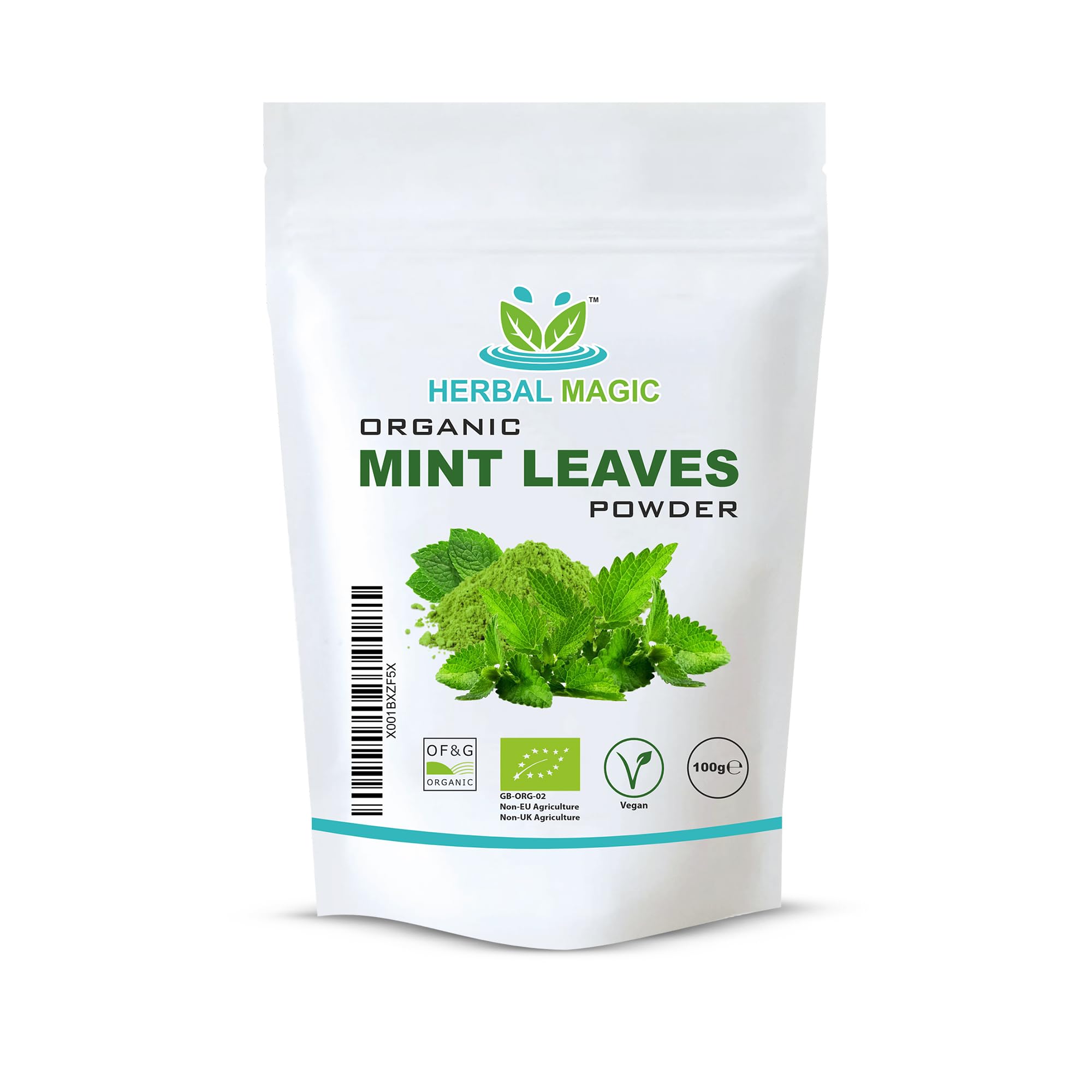 Herbal Magic's Pure & Organic Peppermint/Mint/Pudina Leaf Powder -Stir into herbal tea blends,fruity drinks.Add a minty zing with mint pesto,salad-Free from Fillers & Preservatives-100g(Pack of 1)