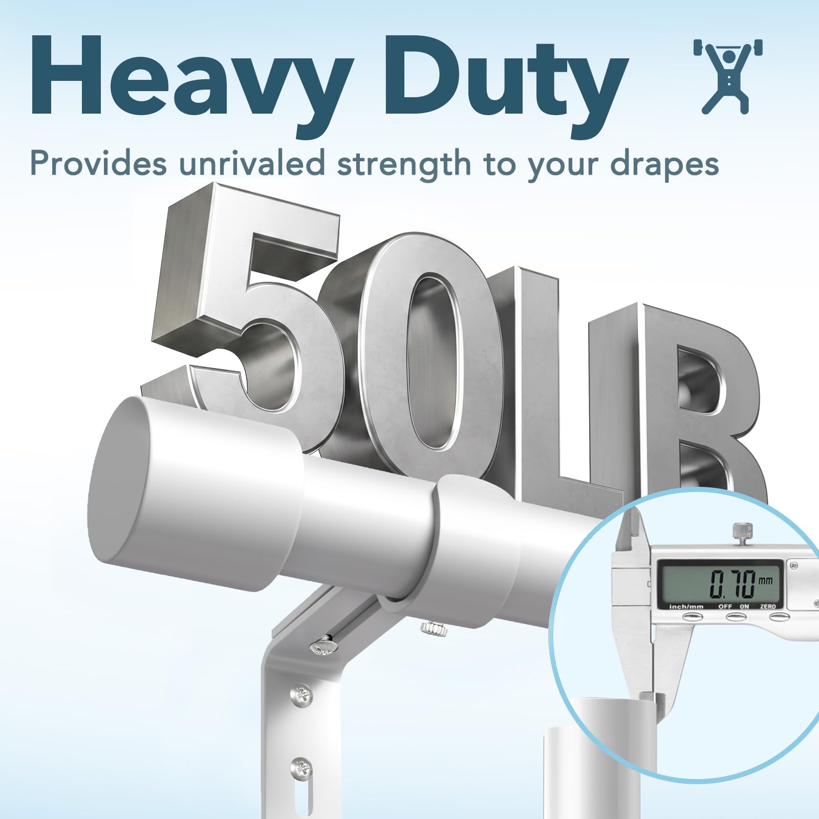 IFELS 2 Stück robuste Gardinenstangen für Fenster 121,9 bis 213,3 cm, 2,5 cm, weiße Gardinenstangen, Set mit 2 Stück für Außenbereich, Terrasse, Bauernhaus, Schlafzimmer, Küche, verstellbar, einfach