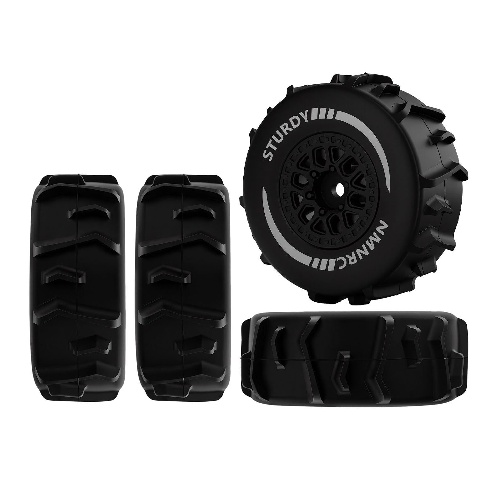 Pre-glued Paddle Wheel and Tire Beach Sand Snow Desert for Arrma 1/16 Mojave Grom RTR Upgrades Part Black